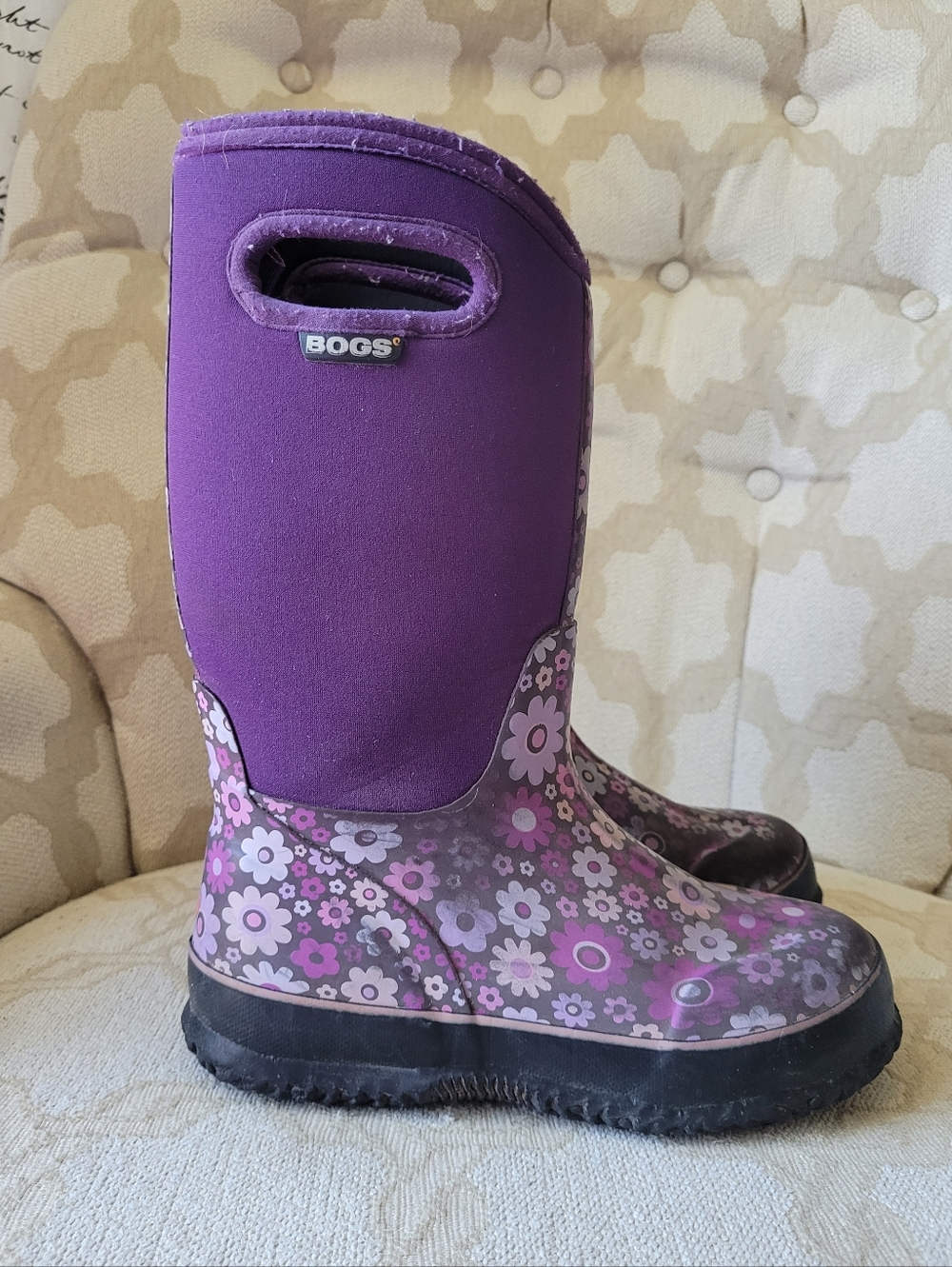 BOGS CLASSIC WATERPROOF BOOTS DAISY LOVE ME -30 C PURPLE KIDS GIRLS SIZE 2 - Picture 3 of 13